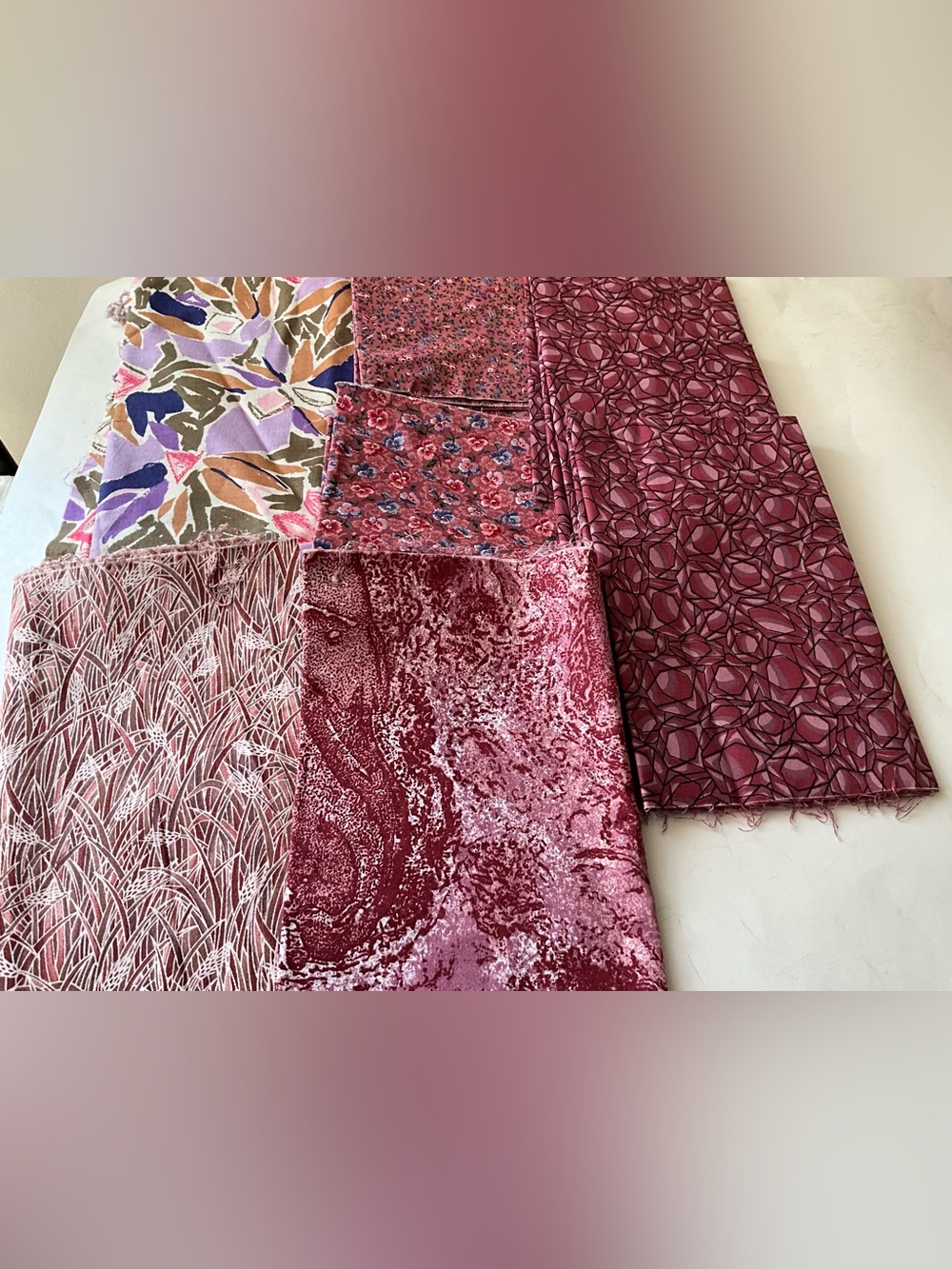 Quilting Sewing Crafts Fabric Lot Floral Paisley Purple Pink Blue Cotton